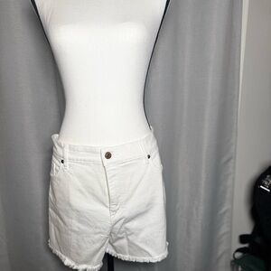 LOFT White Jean Shorts with Frayed Hem NWT